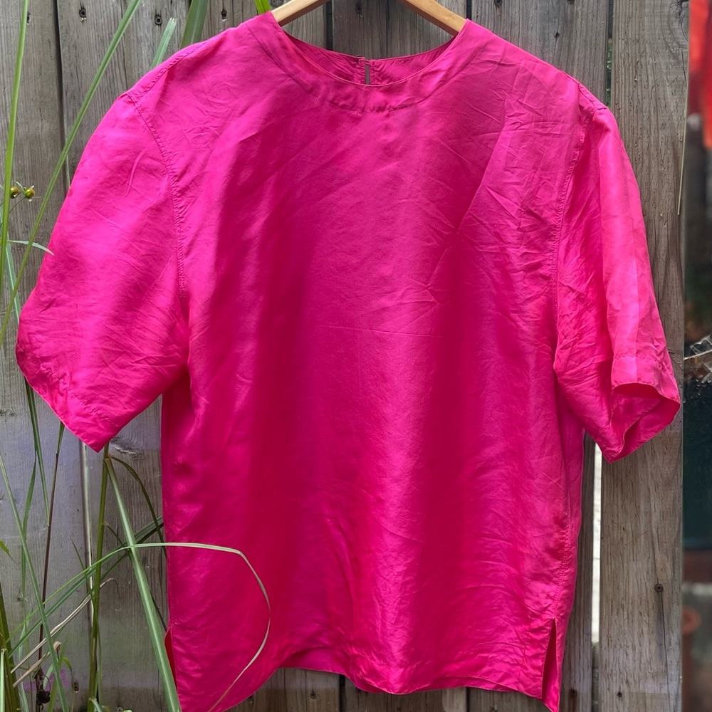 Hot pink silk shirt